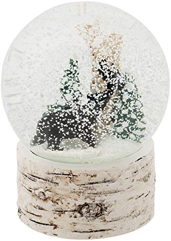 Roman White Wash Wood Black Bear Snow Globe 55 Inch