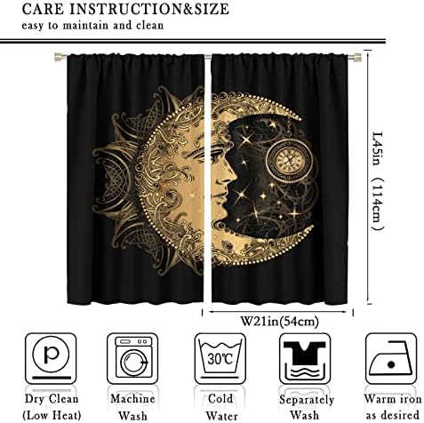 Focusbrite Sun Moon Abstract Curtain Set 2 Panels 42x45 Inches