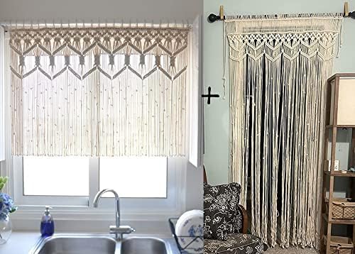 Macrame Boho Curtains for Doorway and Kitchen Valance