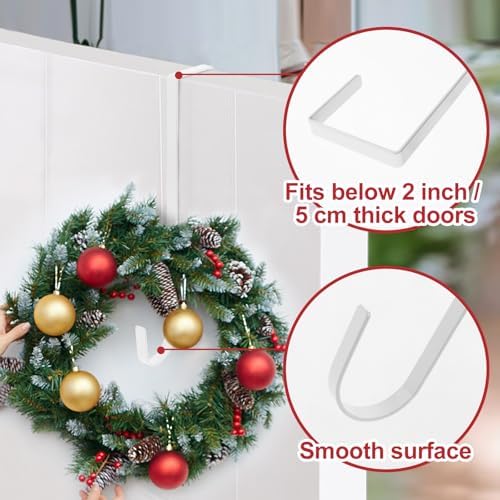 12 Inch Narrow White Wreath Hanger for Front Door