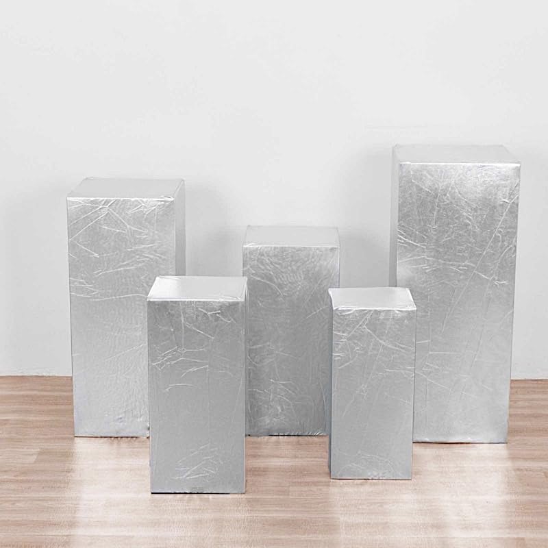 Balsa Circle 5 Silver Metallic Rectangular Display Stand Covers Set