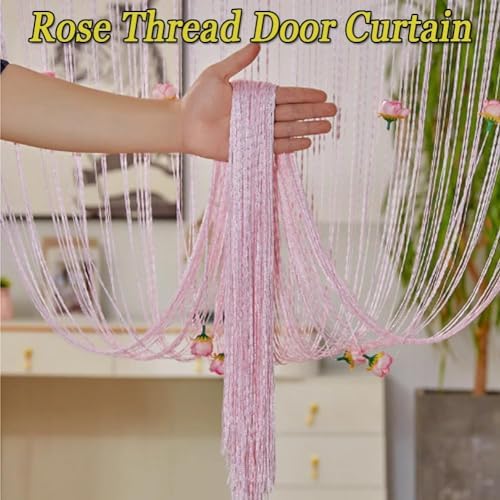 Muliivevy Rose Thread Door Curtain Elegant Privacy Tassel for Doorways