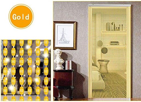 OKUOKA Gold Beaded Curtain Strands for Window Door Divider