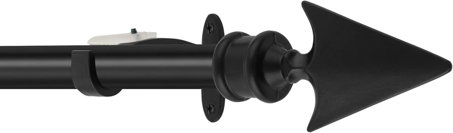 Deco Essential 2 Pack Adjustable Black Curtain Rods 66-120 Inch