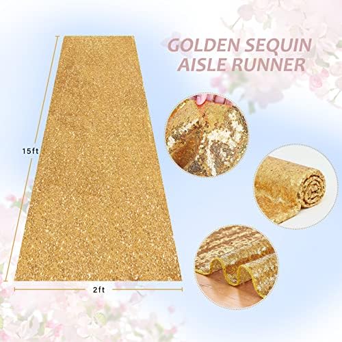 Gold Sequin Aisle Runner 2ftx15ft Wedding Decor