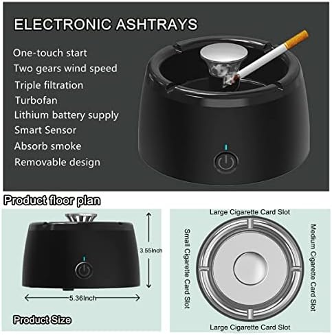 Smokeless Ashtray with Anionic Air Release Black