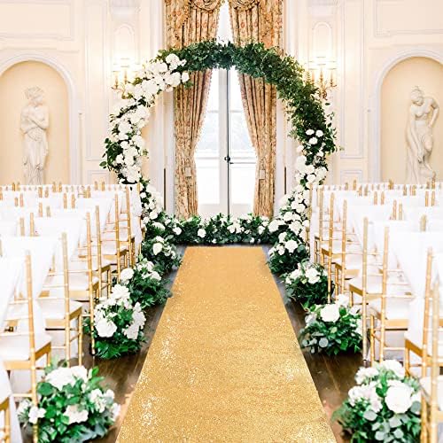 Gold Sequin Aisle Runner 2ft x 15ft for Weddings and Parties