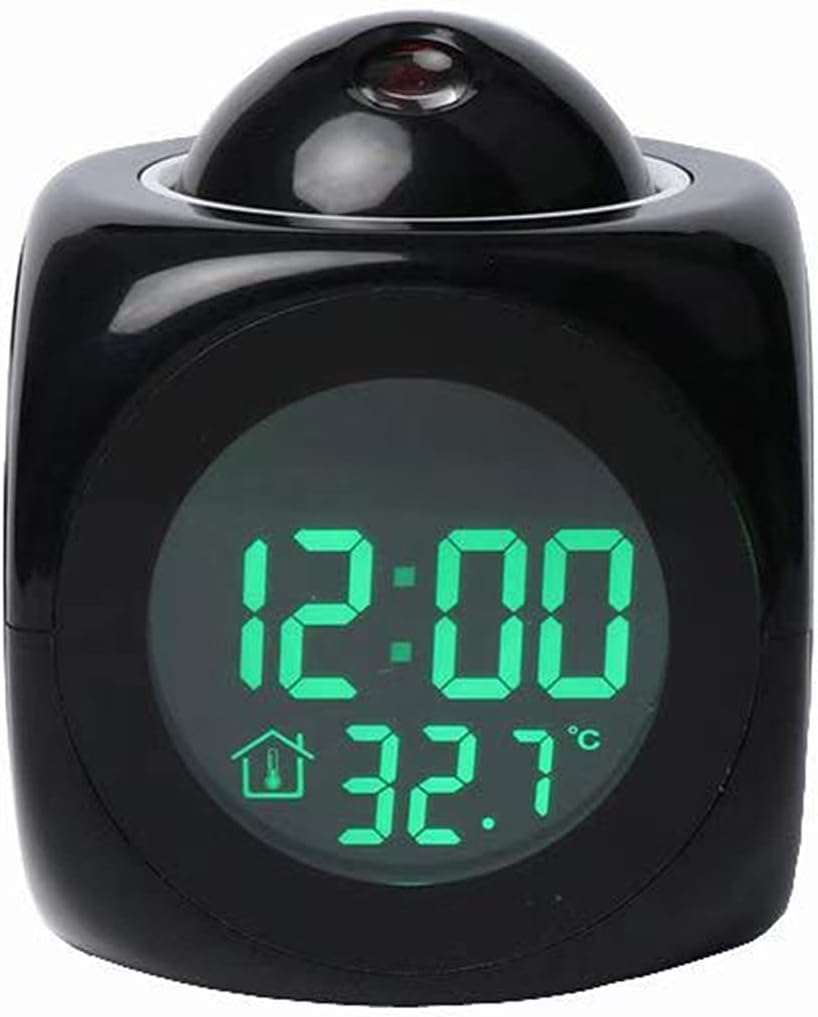 Voice Talking LED Time Temperature Alarm Clock for Bedroom and Office - Black