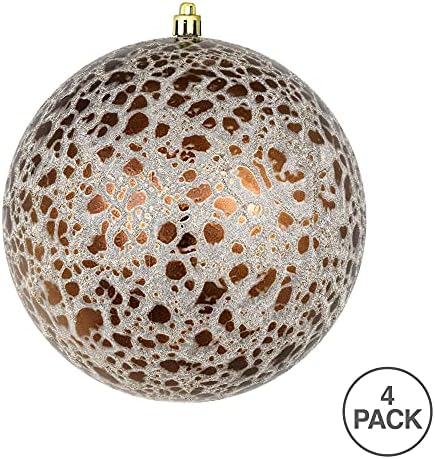 Vickerman 6 Inch Mocha Crackle Ball Ornament 4 Pack