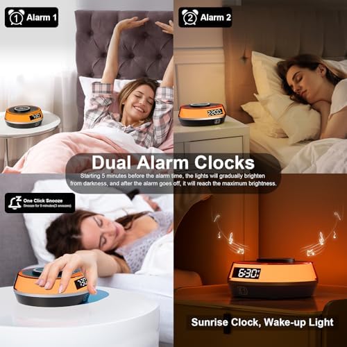 5 in 1 Alarm Clock with Wireless Charger and Bluetooth Speaker