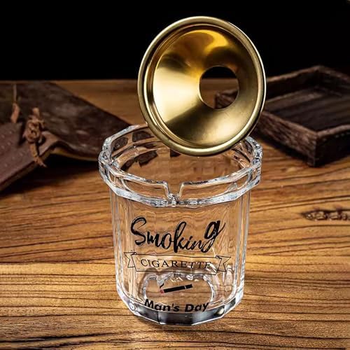 DAERTU Glass Ashtray with Lid for Cigarettes