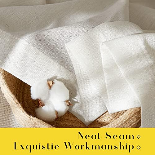 NICETOWN Off White Linen Curtain Panels 84 Inch Tie Top