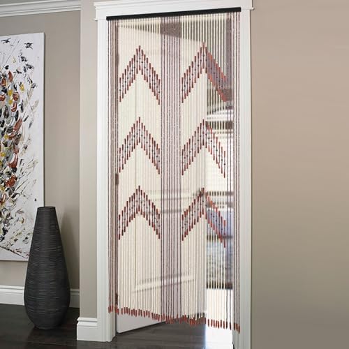 Bamboo Beaded Curtain Door Divider 75x35 Brown 52 Strands