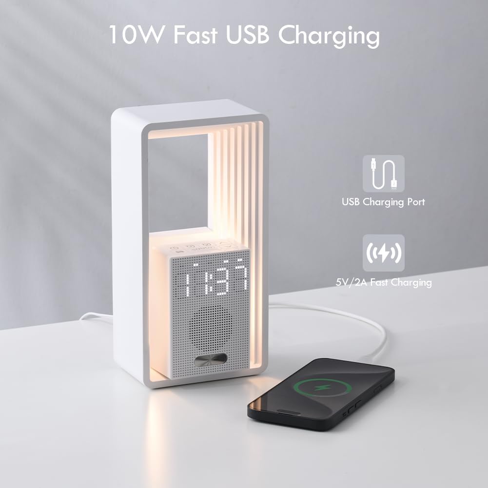 WILIT Digital Alarm Clock with Sunrise Light and USB Charging