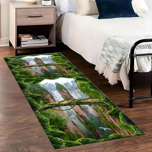 3D Optical Illusion Area Rug 2x7ft Green Corridor Design