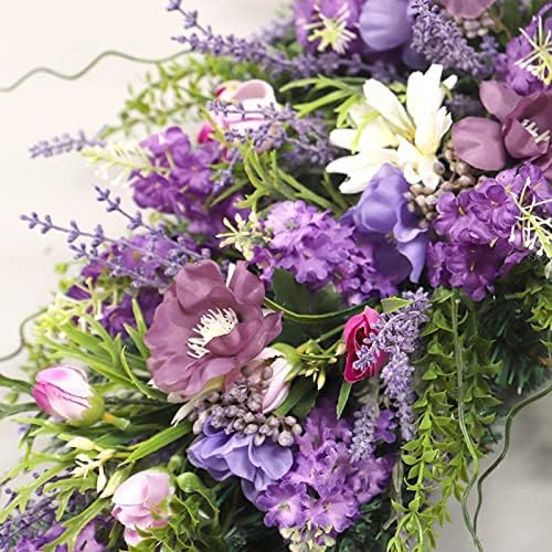 Floral Swag Decorative Teardrop Wreath Purple