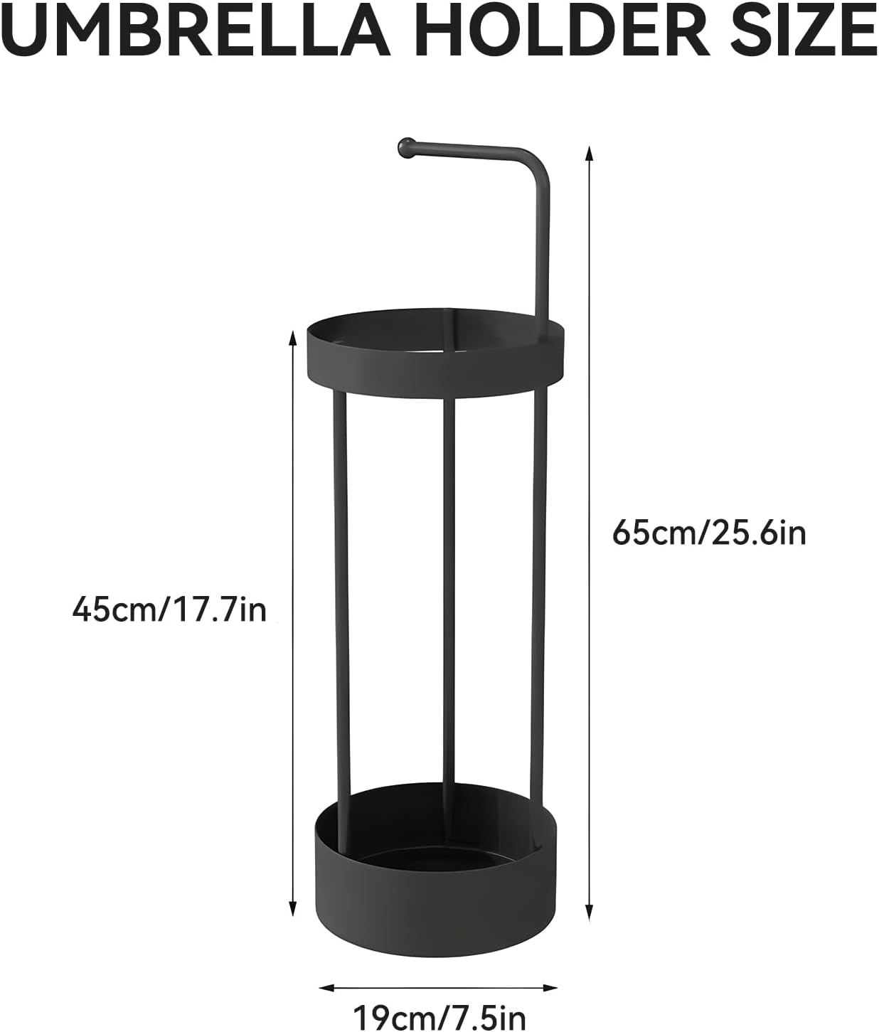 Sleek Metal Umbrella Stand for Entryway Black