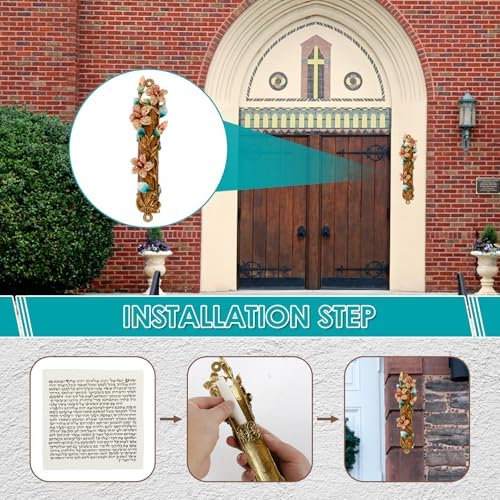 Hand Painted Mezuzah with Faux Crystal Embellishments