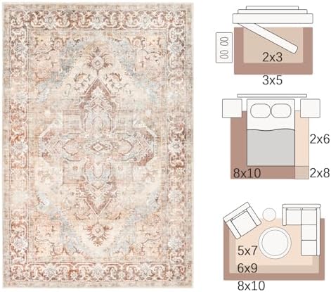 Jinchan Runner Rug 2x6 Washable Indoor Non-Slip Accent Carpet