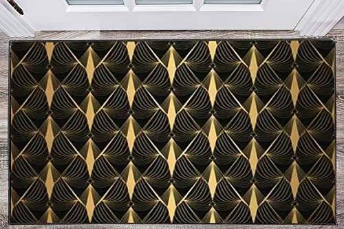 Modern 3D Art Deco Black Gold Shells Rug for Living Room