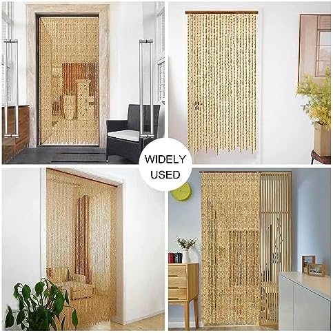 Jolan Bamboo Beaded Curtain Fly Screen Natural 35x79in