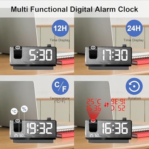 GuDoQi Projection Alarm Clock with 7 LED Display