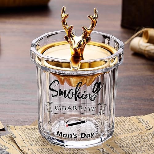 DAERTU Glass Ashtray with Lid for Cigarettes
