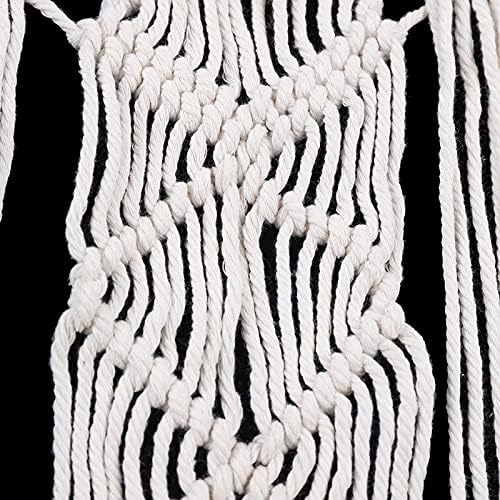 Boho Macrame Curtain for Window Doorway Handmade Beige