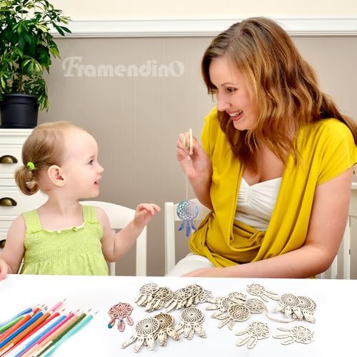 Framendino 40 Pack Wooden Dream Catchers DIY Decor Kit