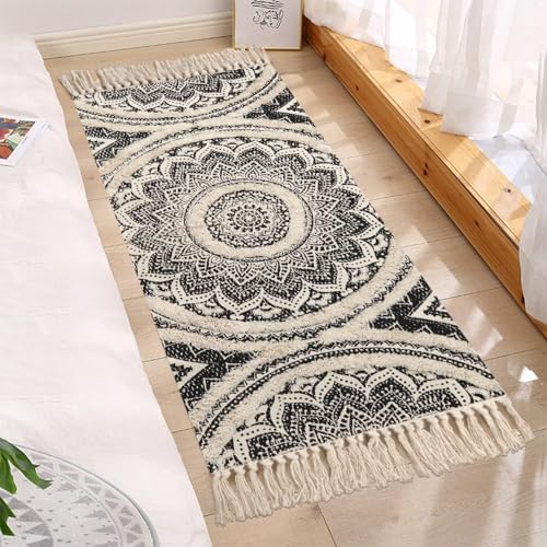 LEEVAN Boho Runner Rug 2x4 ft Mandala Design with Tassels