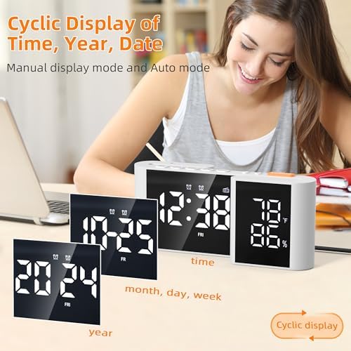 Vauno S-Shaped Alarm Clock with Dual Display and FM Radio
