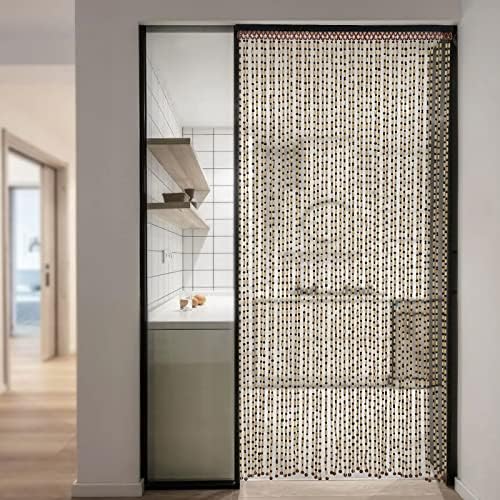 Natural Wood Bamboo Beaded Curtain Room Divider Decorative