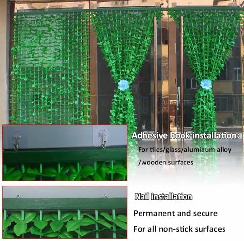 Bamboo Beaded Curtain with Green Leaf Fringe for Doors and Windows