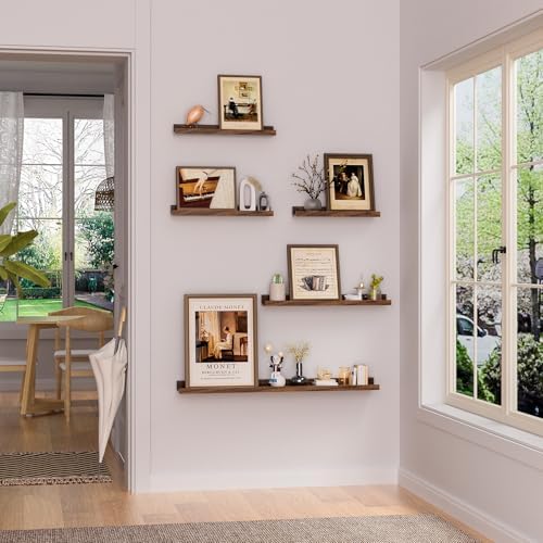 Heimlove Floating Shelves Set of 6 16 Inch Wall Mounted Picture Ledge