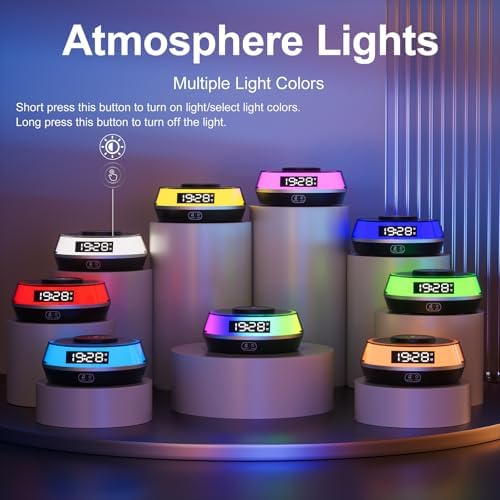 5 in 1 Alarm Clock with Wireless Charger and Bluetooth Speaker