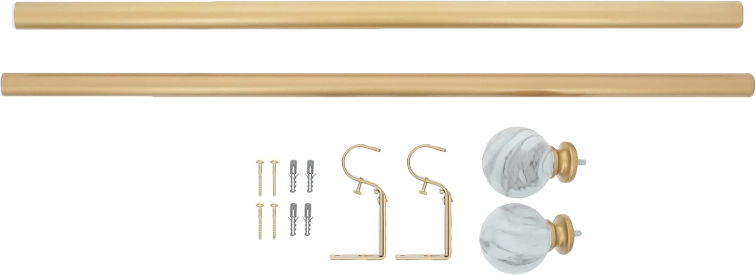 Meriville Royal Gold Curtain Rod with Marble Ball Finials