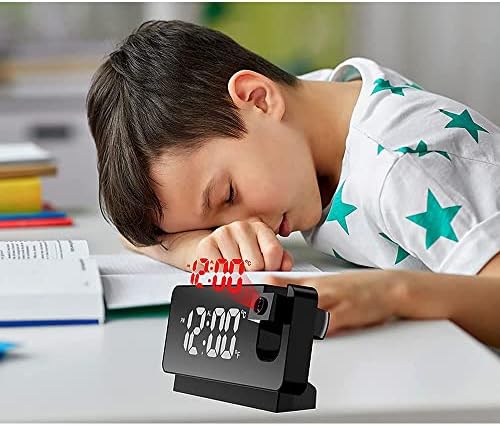 axGear Portable Projection Alarm Clock with 8 Modes - Black