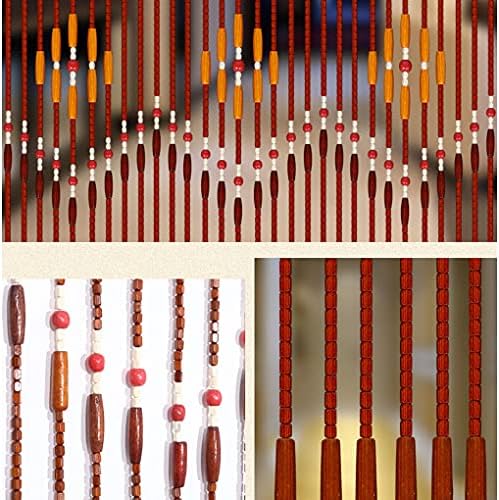 ZHOUXIAO Solid Wood Beaded Curtain 31 Strands 90x220cm
