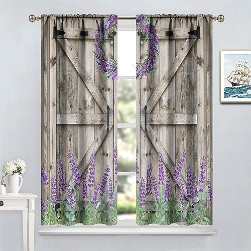 Barn Door Lavender Curtains 42x45in Set of 2