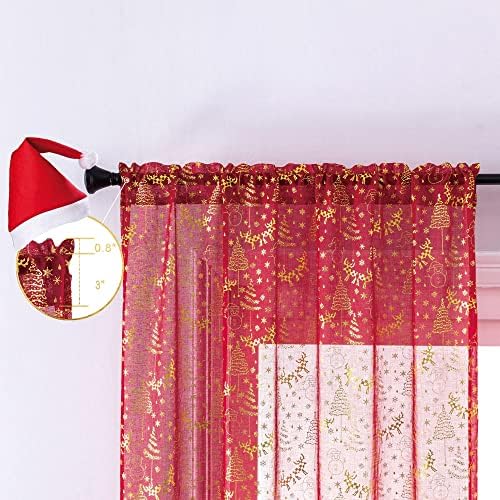 XTMYI Sparkle Christmas Curtains 84 Inch 2 Panels Set