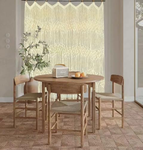kiido Macrame Curtain with Stars River Design 50W x 71H