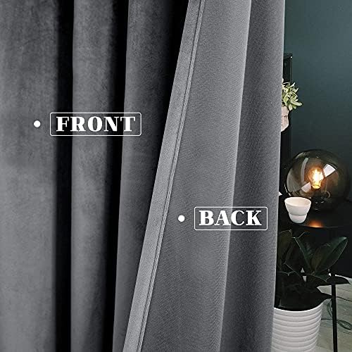 VANASEE Dark Grey Velvet Curtains 84 Inches Long