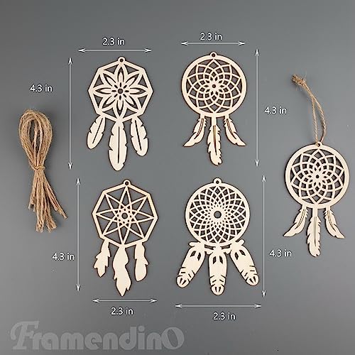 Framendino 40 Pack Wooden Dream Catchers DIY Decor Kit