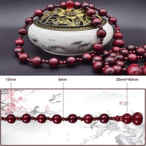 KDDEON Retro Wood Bead Curtain Dark Red 25 Strands 394x827