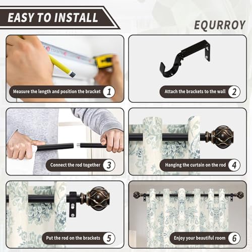 EQURROY Bronze Curtain Rod for Windows 28-48 Inches 23-4ft