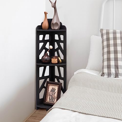 Corner Shelves Waterproof Black 3 Tier Storage Stand