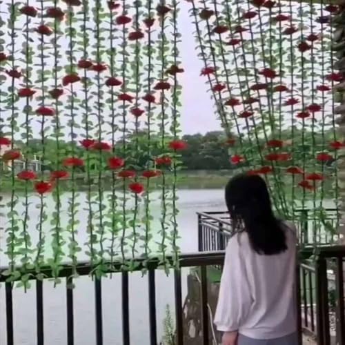 Bamboo Beads Curtain Green Rose 35x71 Room Divider