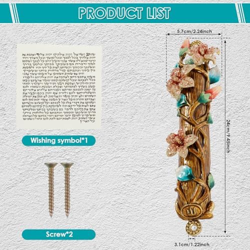 Hand Painted Mezuzah with Faux Crystal Embellishments