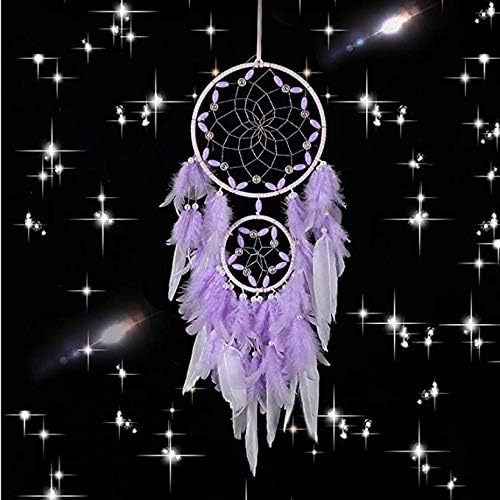 Purple Dream Catcher with Dual Ring and Feathers