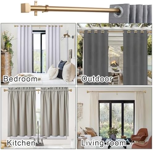 YuMierle Single Curtain Rods 72-144 Inch Warm Gold